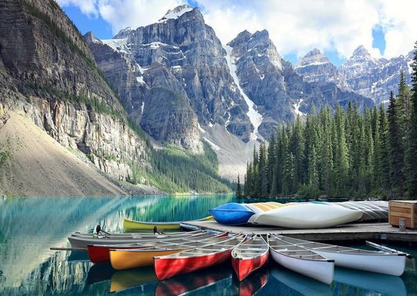Nova 1000 Parça Moraine Gölü'nde Kanolar Puzzle - Image 1