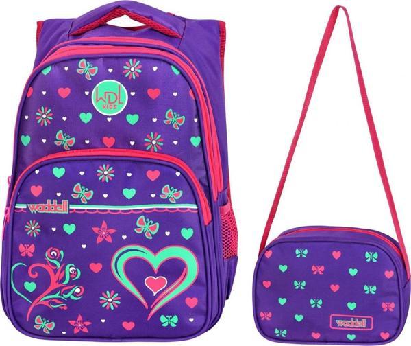 Waddell Çanta Mor Kalpli İlkokul Çantası - Waddell Bag Kız Okul Sırt Çantası - Image 1