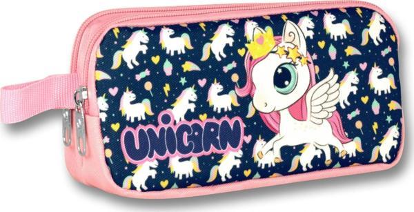 Ümit Çanta Cennec Pembe-Lacivert Sevimli Unicorn Kız Çocuk Kalemlik - Image 1
