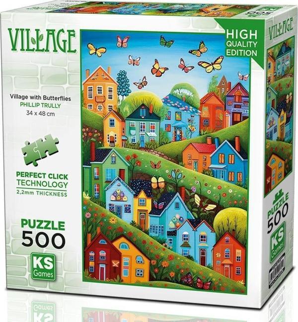 Ks Games 500 Parça Kelebekli Köy Puzzle - Phillip Trully - Image 1