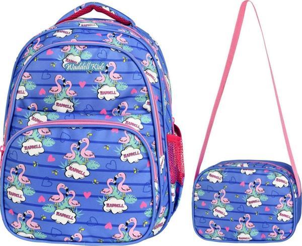 Waddell Mavi Flamingo Okul Çantası ve Beslenme Çantası Seti - Kız Çocuk - Image 1