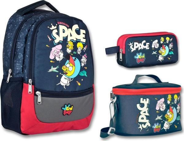 Ümit Çanta Kral Şakir Space Baskılı Lacivert Erkek Çocuk Okul Çanta Seti (Üçlü) - Image 1