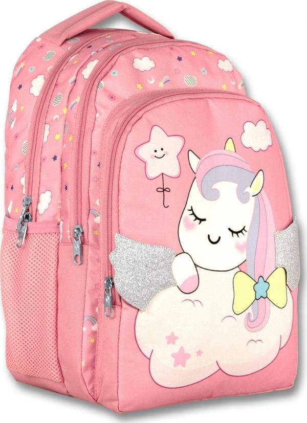 Ümit Çanta Cennec Pembe Simli Kanatlı Unicorn İlkokul Çantası - Kız Çocuk - Image 1