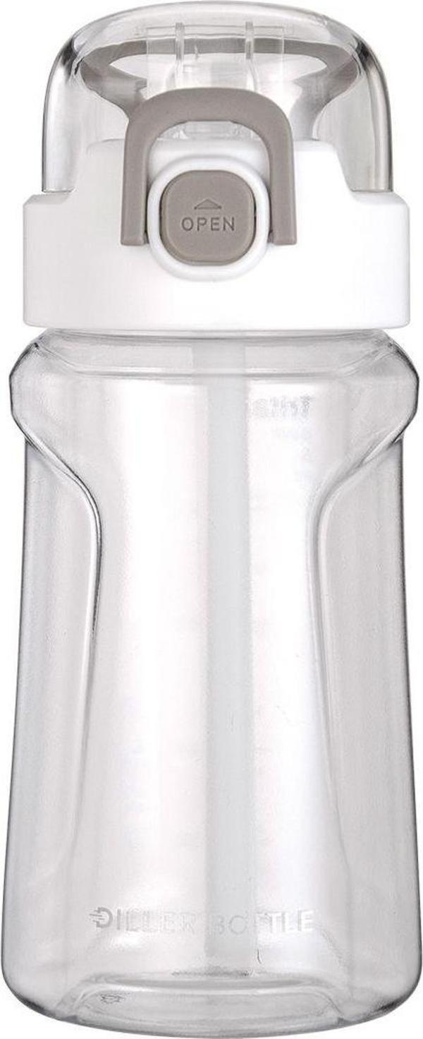 Diller 550 ml Beyaz Pipetli Spor Okul ve Günlük Matara Kilitli Kapak Tritan Malzeme - Image 1