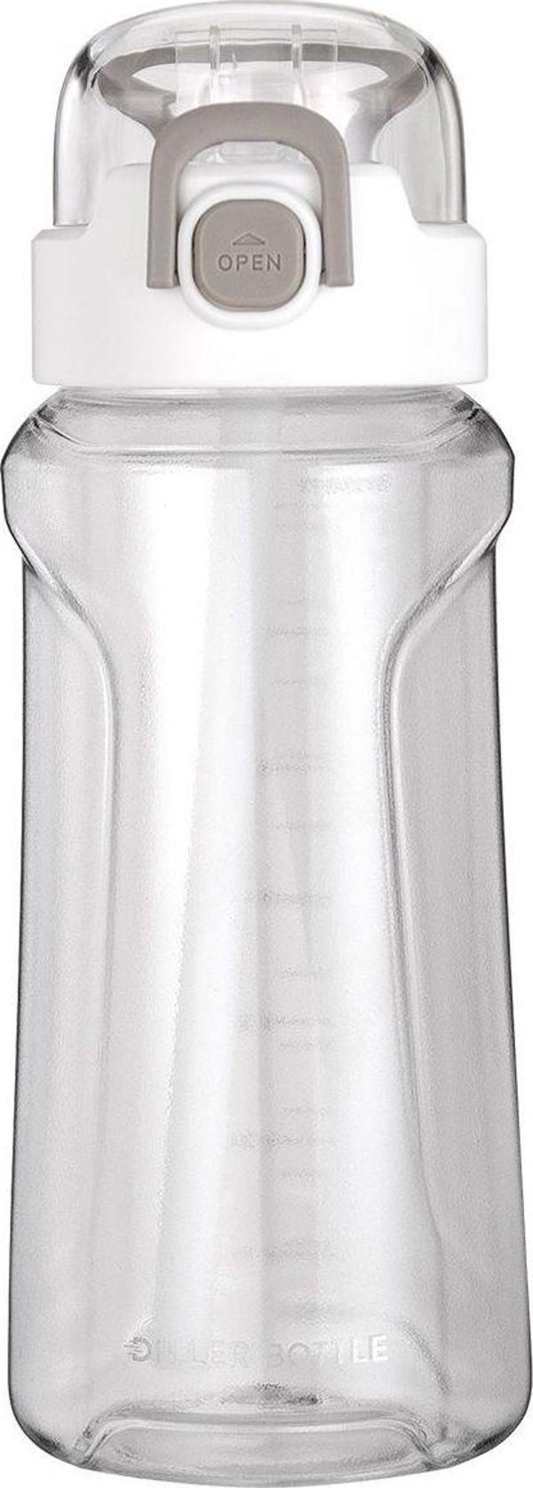 Diller 800 ml Beyaz Pipetli Spor Okul ve Günlük Matara Kilitli Kapak Tritan Malzeme - Image 1