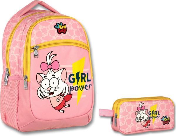 Ümit Çanta Kral Şakir Girl Power Kız Çocuk İlkokul Çantası ve Kalem Çantası İkili Set - Image 1