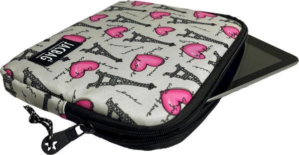 Jacbag Paris Gri/Pembe Kadın/Kız Çocuk Tablet Çantası/Kılıfı (Suya Dayanıklı Malzeme) - Image 1