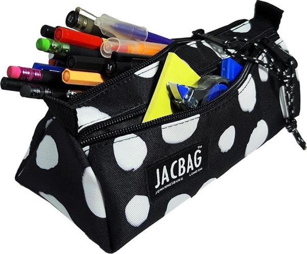 Jacbag Dual Prime İki Bölmeli Üçgen Siyah Beyaz Benekli Kadın/Kız Çocuk Kalem Çantası - Image 1