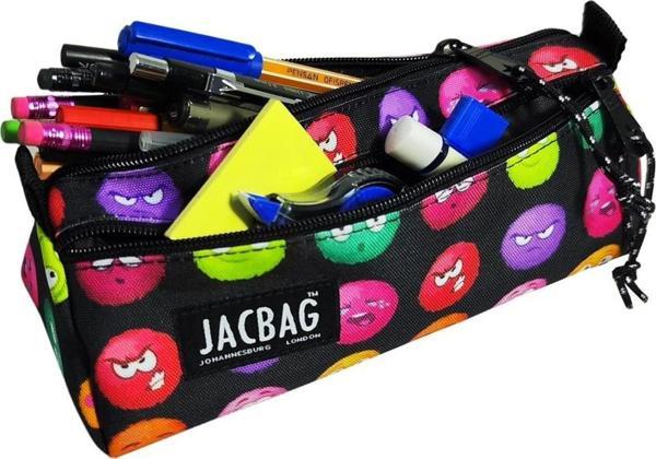 Jacbag Dual Prime İki Bölmeli Üçgen Emoji Çok Renkli Kadın/Kız Çocuk Kalem Çantası - Image 1