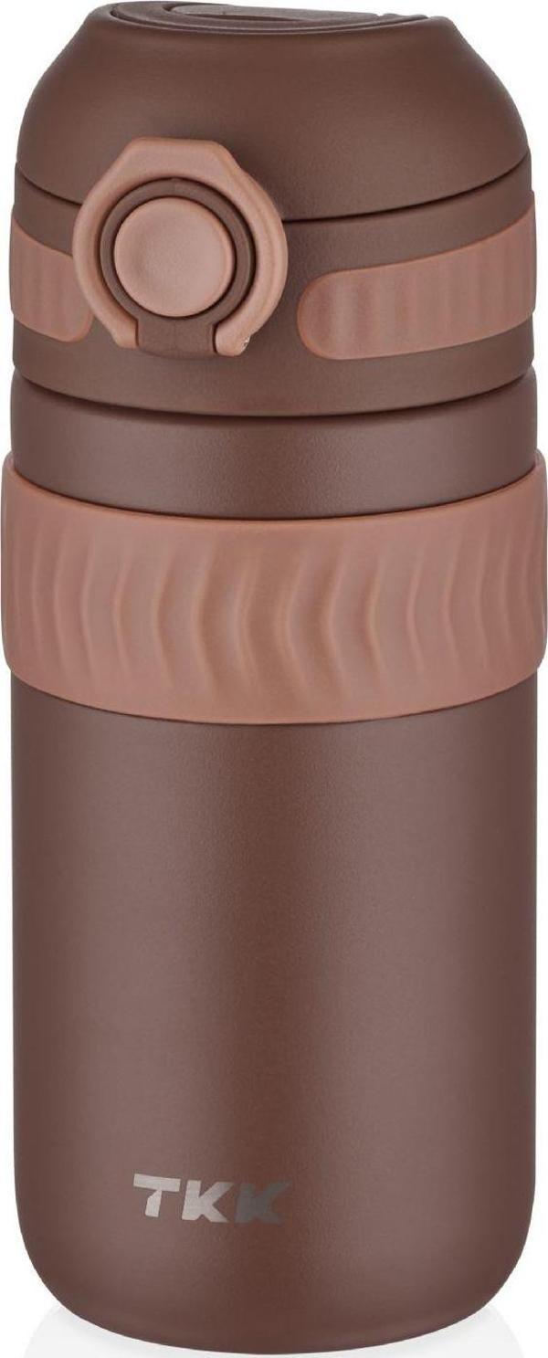 TKK 450 ml Kahverengi Çocuk ve Yetişkin Paslanmaz Çelik Termos Matara - Kahve Termosu - Image 1