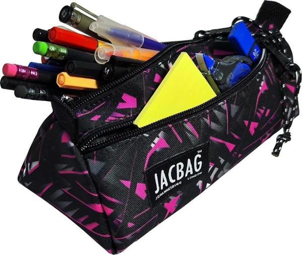 Jacbag Dual Prime İki Bölmeli Üçgen Pembe Geometrik Kadın/Kız Çocuk Kalem Çantası - Image 1