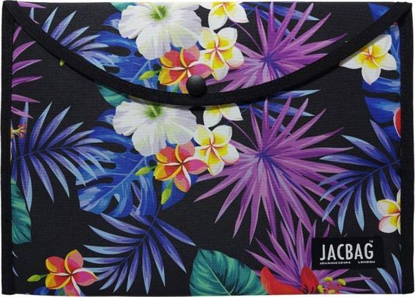 Jacbag Mor Yapraklı Kadın A4 Çıtçıtlı Dosya Defter Tablet ve Evrak Çantası - Image 1