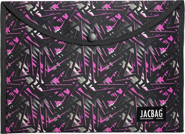 Jacbag Pembe Geometrik Kadın A4 Çıtçıtlı Dosya Defter Tablet ve Evrak Çantası - Image 1