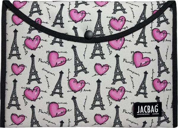 Jacbag Paris Pembe Gri Kadın A4 Çıtçıtlı Dosya Defter Tablet ve Evrak Çantası - Image 1