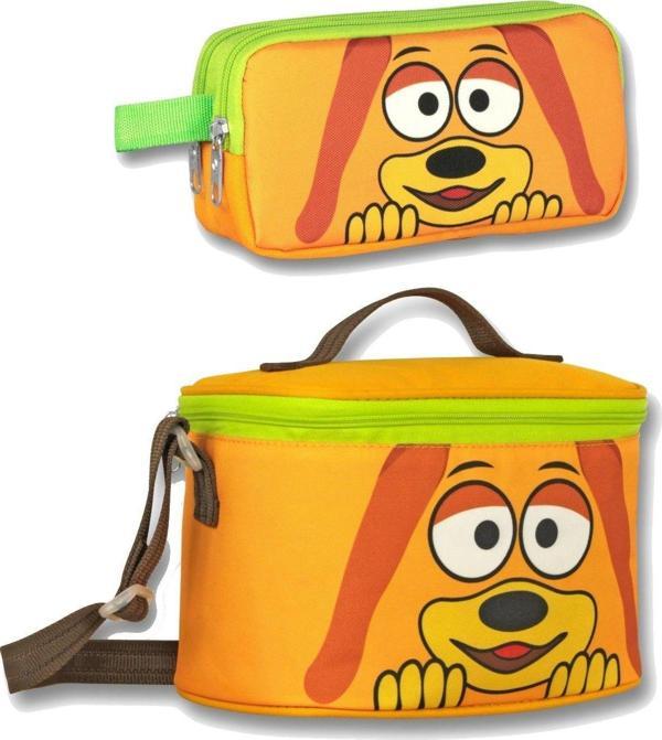 Cennec Sevimli Köpek Erkek Çocuk Isı Yalıtımlı Beslenme Çantası Ve Kalemlik Seti - Sarı - Image 1