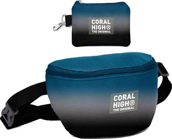 Coral High Erkek Çocuk Nefti Gri Desenli Bel Çantası ve Bozuk Para Cüzdanı Set - Image 1