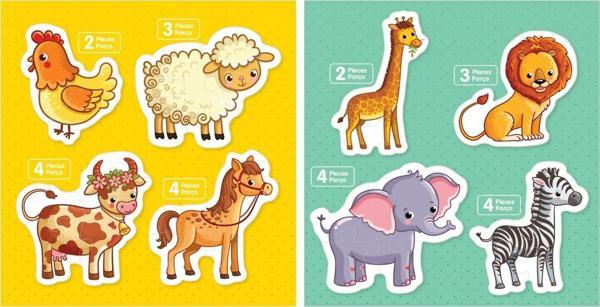 BlueFocus Baby Puzzle Vahşi ve Çiftlik Hayvanları Puzzle Seti - Image 1