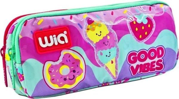 Wia Pembe Dondurma Baskılı Kız Çocuk Kalemlik - İki Bölmeli Kalem Çantası - Image 1