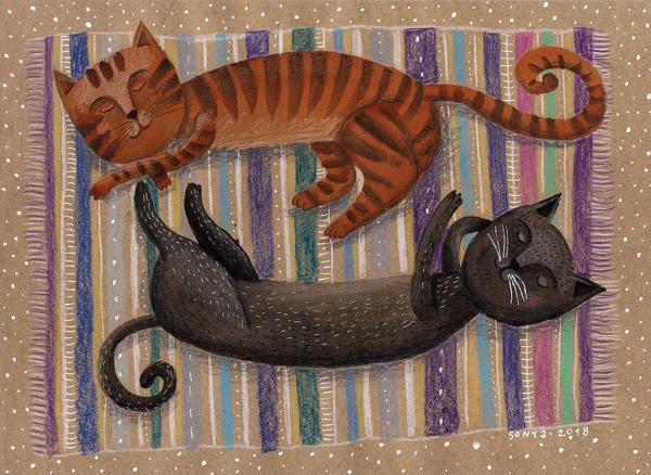 Nova 1000 Parça Uykudaki İki Kedi Puzzle - Sofya Saburova - Image 1