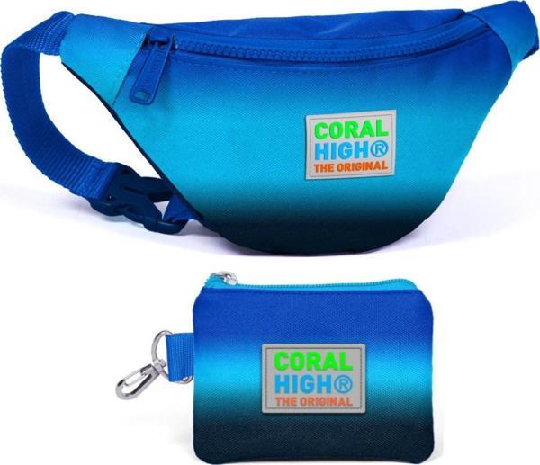 Coral High Lacivert Mavi Gradyan Bel Çantası ve Bozuk Para Çantası Seti - Erkek Çocuk - Image 1