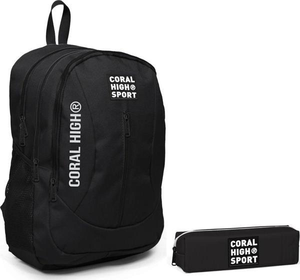 Coral High Sport Siyah Sırt Çantası ve Kalemlik Seti - Image 1