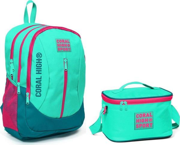 Coral High Sport Su Yeşili Okul Sırt Çantası ve Beslenme Seti - Image 1