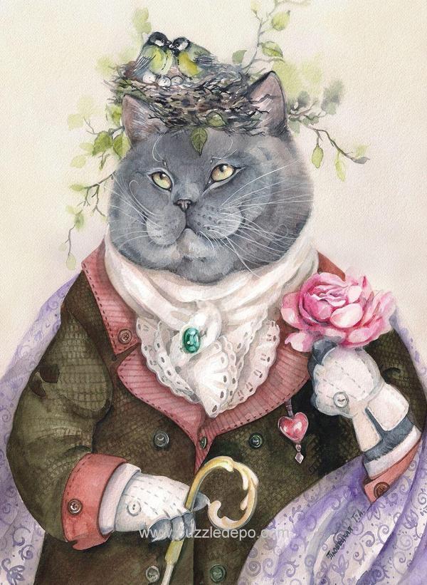 Nova Puzzle 1000 Parça Şair Ruhlu Sosyetik Kedi - Tatiana Plovetskaya - Image 1