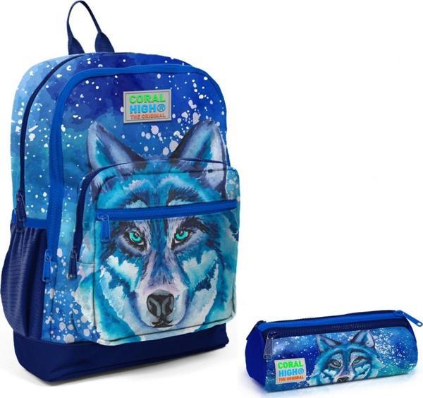 Coral High Mavi Kurt İlkokul Sırt Çantası ve Kalemlik Seti - Image 1