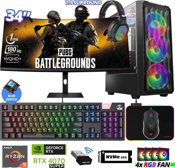 Xaser Delux X121 Ryzen 5 5600 32GB Ram 512GB M.2 NVMe SSD 12GB RTX4070 SUPER 34" 180Hz Curved Oyuncu Bilgisayarı - Image 1
