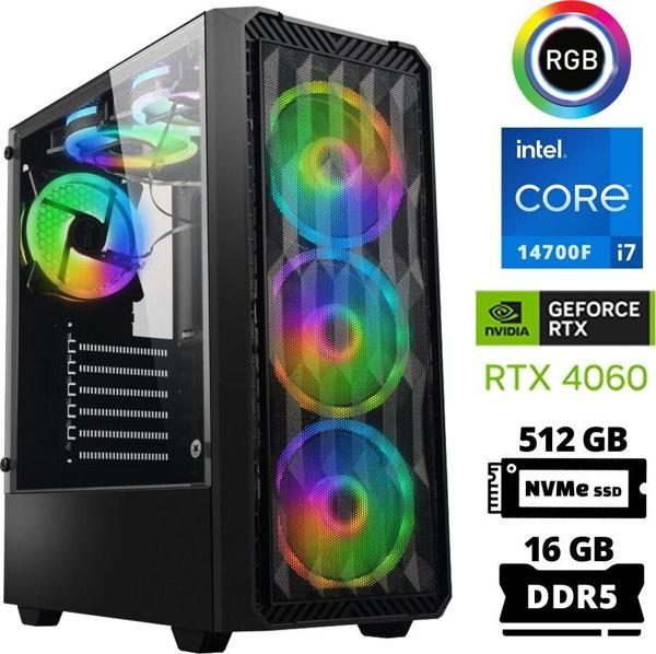 Xaser Delux X81 i7 14700F 16GB DDR5 Ram 512GB M.2 NVMe SSD 8GB RTX4060 Masaüstü Oyuncu Bilgisayarı - Image 1