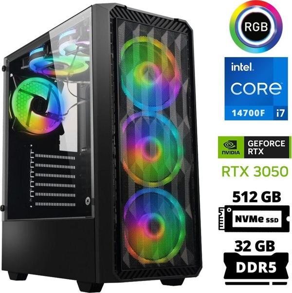 Xaser Delux X87 i7 14700F 32GB DDR5 Ram 512GB M.2 NVMe SSD 6GB RTX3050 Masaüstü Oyuncu Bilgisayarı - Image 1
