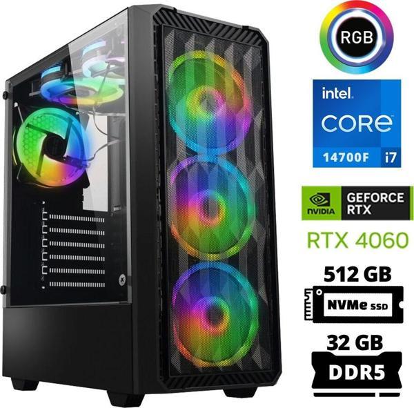 Xaser Delux X91 i7 14700F 32GB DDR5 Ram 512GB M.2 NVMe SSD 8GB RTX4060 Masaüstü Oyuncu Bilgisayarı - Image 1