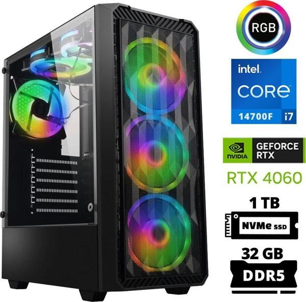 Xaser Delux X92 i7 14700F 32GB DDR5 Ram 1TB M.2 NVMe SSD 8GB RTX4060 Masaüstü Oyuncu Bilgisayarı - Image 1