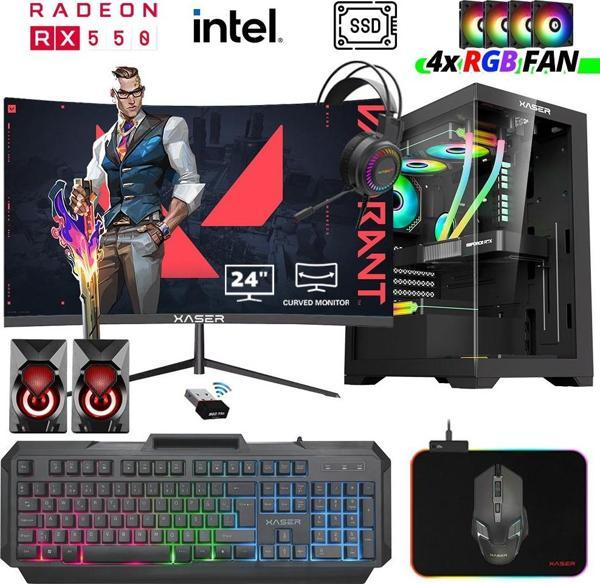 Xaser Xsr1016 i5 7400 16GB Ram 512GB SSD 4GB RX550 Ekran Kartı 24" Curved Oyun Bilgisayarı - Image 1