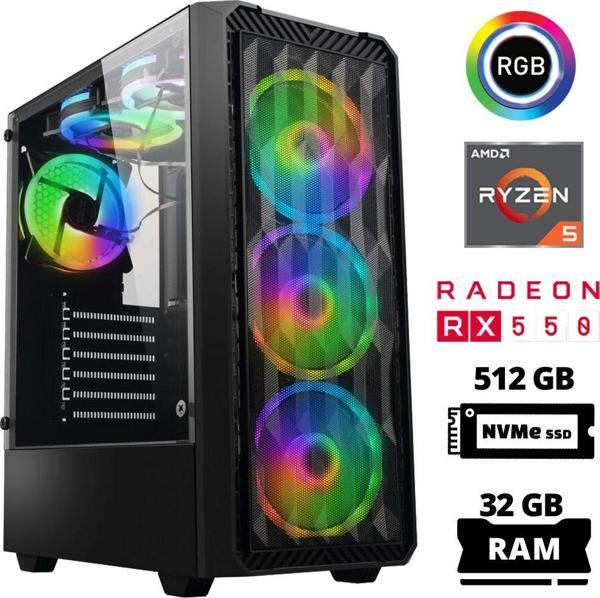 Xaser Xsr1026 Ryzen 5 3600 32GB Ram 512GB M.2 NVMe SSD 4GB RX550 Oyuncu Masaüstü Bilgisayarı - Image 1