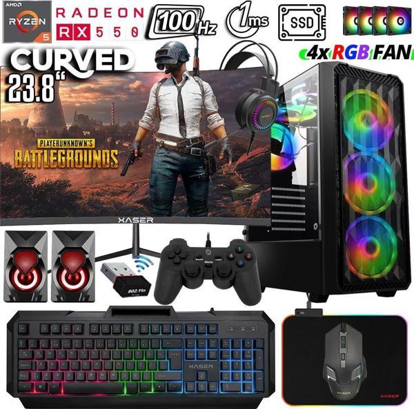 Xaser Xsr1031 Ryzen 5 3600 16GB Ram 1TB SSD 4GB RX550 23.8" 100Hz Curved Oyuncu Masaüstü Bilgisayarı - Image 1