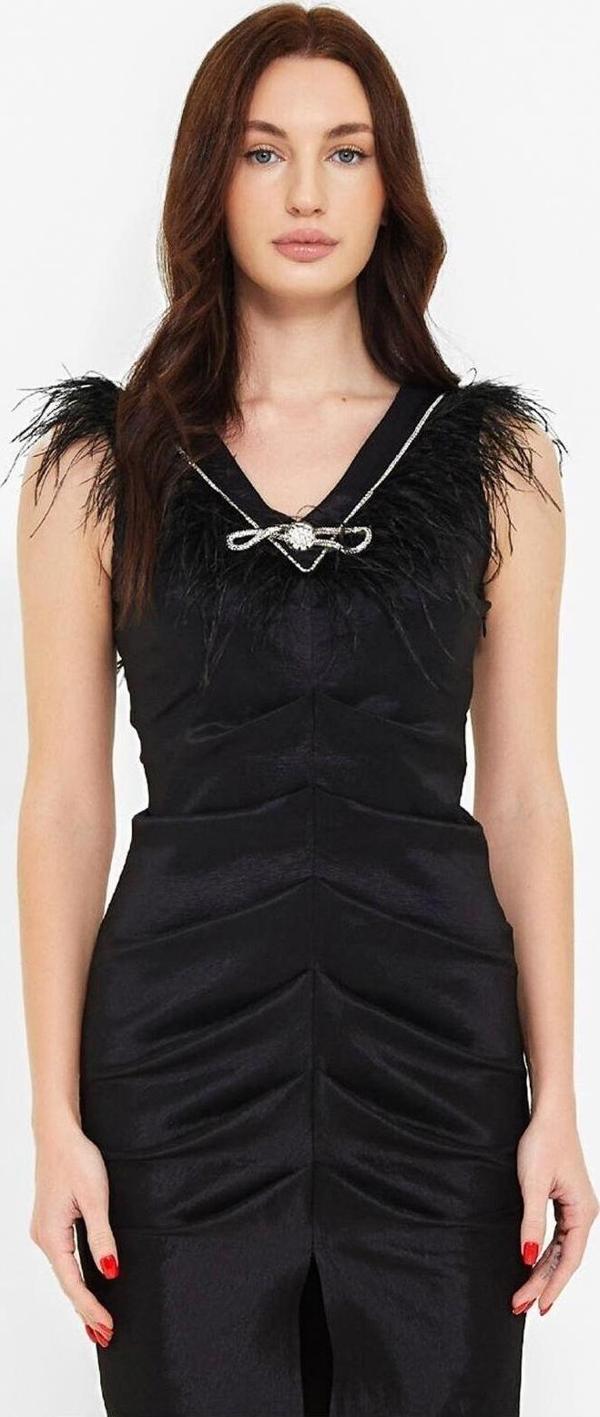 Modatalika  Kadın Önden Büzgülü Yırtmaçlı Elbise - Image 1