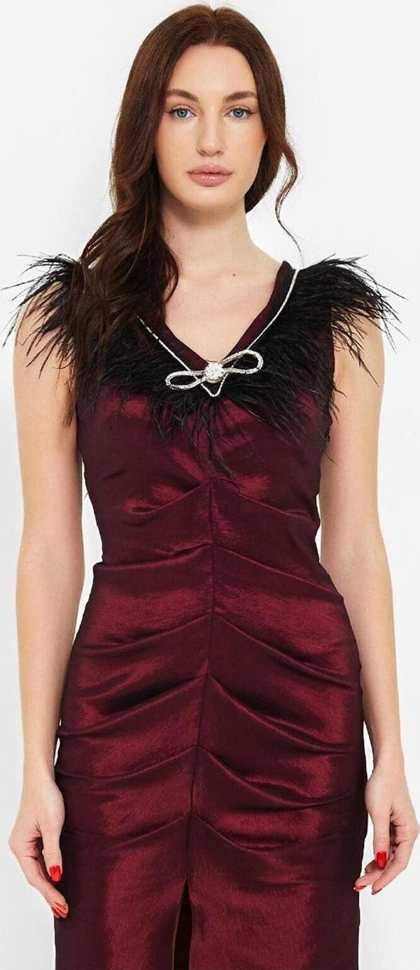 Modatalika  Kadın Önden Büzgülü Yırtmaçlı Elbise - Image 1