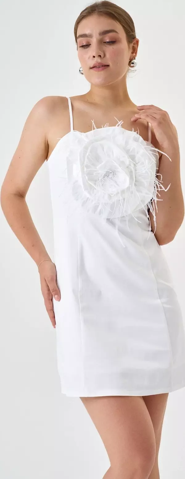 Modatalika Pamuk Saten Kumaş Mini Boy Gül Detaylı Askılı Abiye Elbise - Image 1