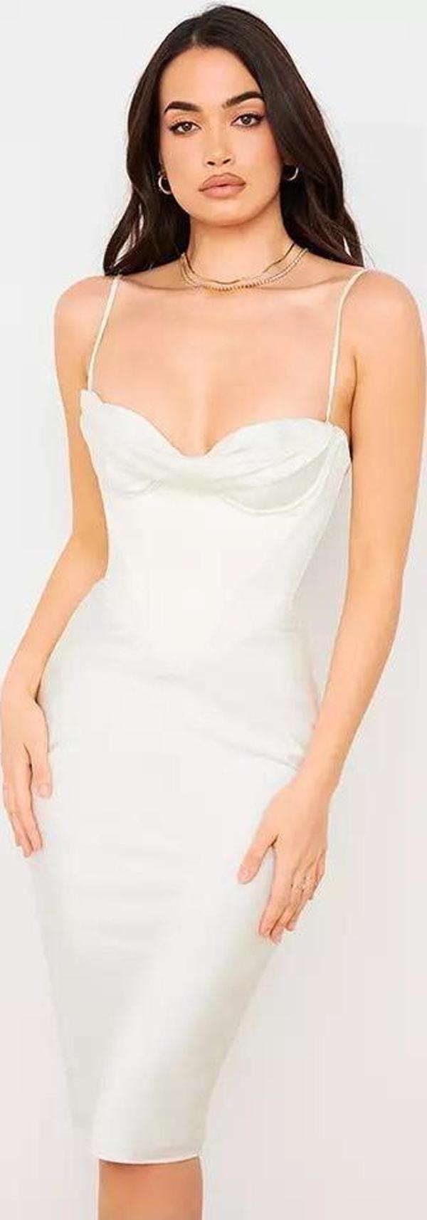 Modatalika Kadın Korseli Dekolte Detaylı Gece Elbisesi - Image 1