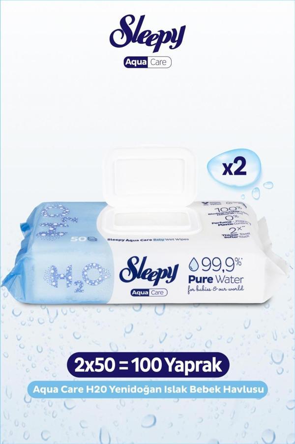 Sleepy AquaCare H2O Yenidoğan Islak Bebek Havlusu 2x50 - Image 1