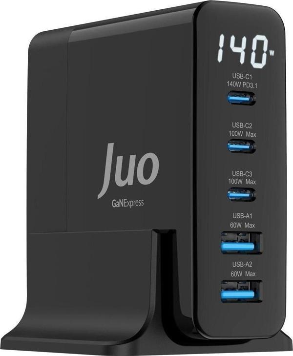 JUO 140w Gan Pd 3.1 Masaüstü Hızlı Şarj Cihazı 3 Type-c 2 Usb-a Iphone & Macbook & Laptop Uyumlu Ş - Image 1