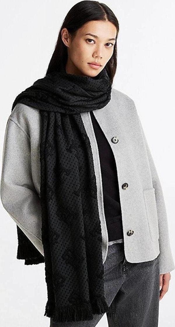 Tommy Hilfiger Kadın  Elevated Chic Wool  Siyah Atkı - Image 1
