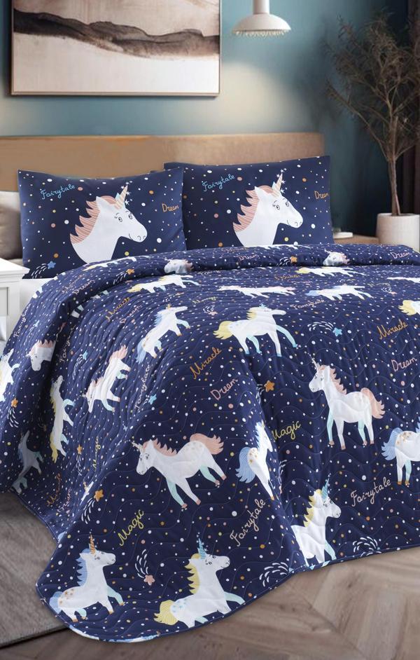 Kapitone Yatak Örtüsü Seti Çift Kişilik MagicUnicorn Laci - Image 1