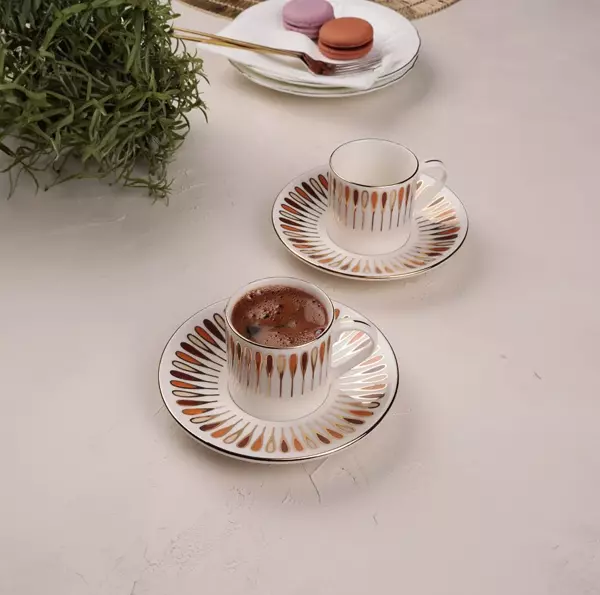 Porser Pera 4 Parça Kahve Fincan Takımı Kahverengi - Image 1