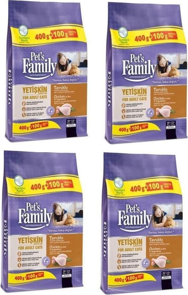Premium Tavuklu Yetişkin Kedi Maması 500 gr x 4 Paket (Toplam 2000 gr) - Image 1