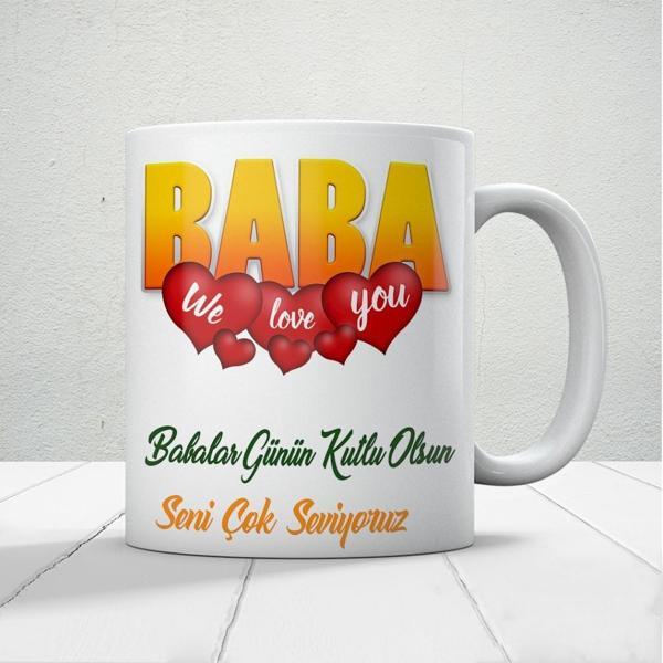 Baba We Love You Baskılı Babalar Günü Kupa Bardak Kupa Bardak - Image 1