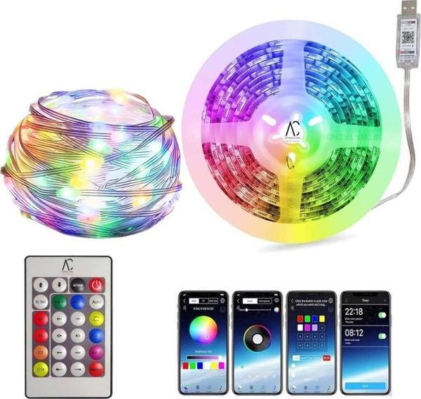 10 Metre RGB Şerit Led - Kumanda ve Mobil Aplikasyon Kontrol- Su Geçirmez / Sese Duyarlı - Image 1