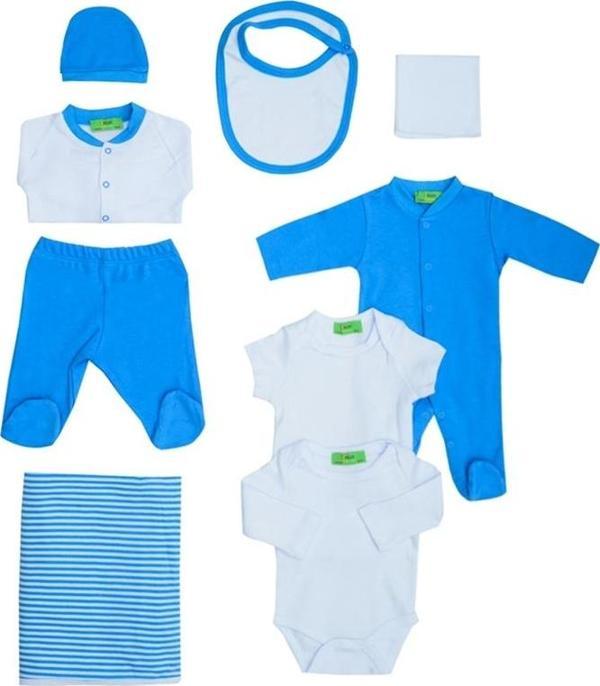 Boyner Limon 10 Parça Erkek Bebek Mavi Hastane Çıkışı Hediyelik Bebek Seti - Image 1