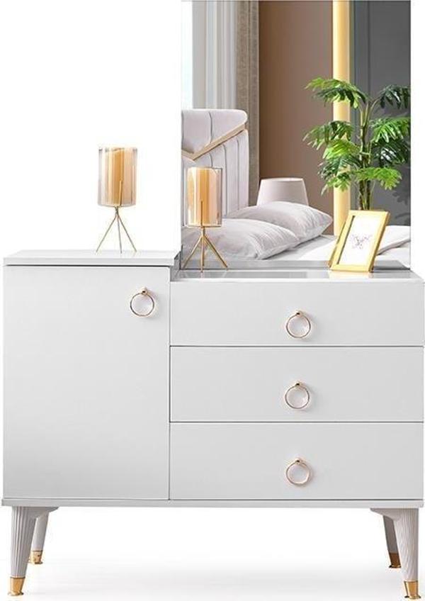 Palermo Şifonyer Makyaj Masası Aynalı Beyaz  - Image 1